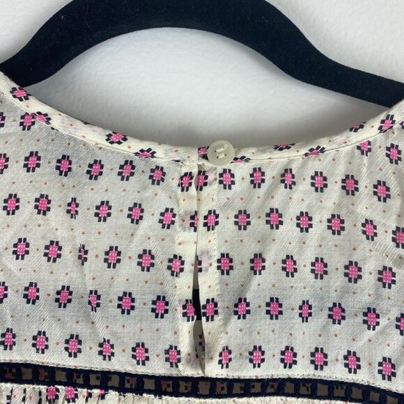 French Connection Womens Blouse Size 2 Modal Bell Sleeve Geometric Polka Dot Top - Picture 6 of 10